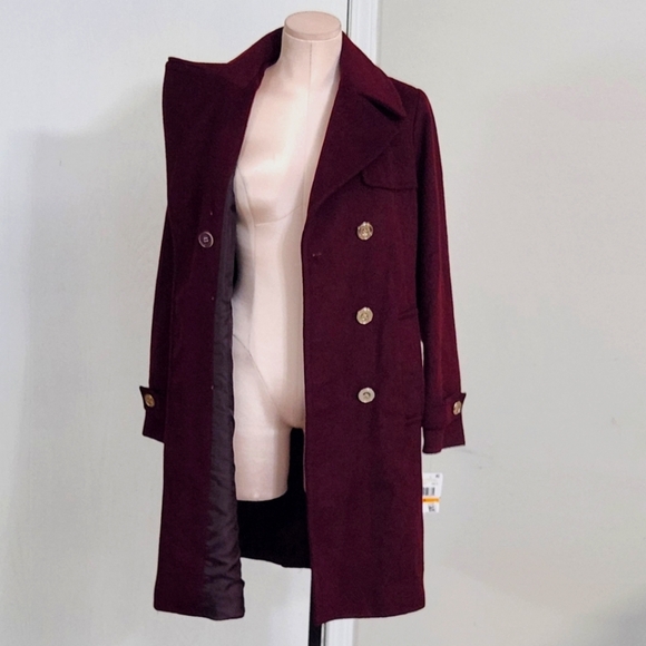 Michael Kors Peacoat Wool Blend Double Breasted Coat - Picture 7 of 13